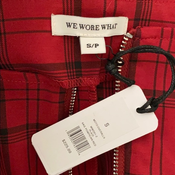 We Wore What Sz.S Red Plaid Moto Jumpsuit NTW $225 - Picture 4 of 4